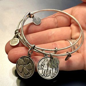 Pair of Alex & Ani Silver Bracelets - Gemini and Friend (2014)